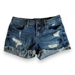 Blank NYC Tomboy Shorts Womens 26 Tomboy Distressed Stretch Denim Festival Blue